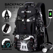 Lade das Bild in den Galerie-Viewer, Oxford Canvas Backpack Men's Hiking Backpack Outdoor Travel Backpack Middle School Student Schoolbag