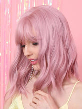 Load image into Gallery viewer, Women Wig Fashion Light Pink Short Curly Hair Bobo Headgear W18