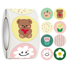 Load image into Gallery viewer, 2x500pcs Christmas Xmas Bear Smiling Face Flower Children Reward Encourage Chinese and English Label Sticker tape