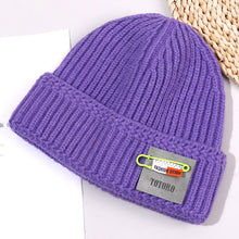 Load image into Gallery viewer, Warm Winter Knit Beanie Hats Patch Couple Melon Skin Autumn And Winter Solid Color Ladies Unisex