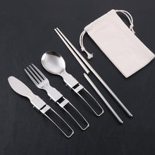 Lade das Bild in den Galerie-Viewer, 304 Stainless Steel Flatware Sets Outdoor Camping Tableware Foldable Chopsticks Meal Spoon Portable