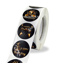 Load image into Gallery viewer, 2x500pcs Xmas Christmas Stickers Roll Label Black Happy Birthday Gifts Thank You Black