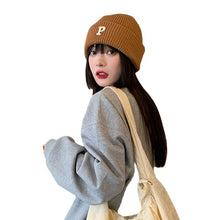 Lade das Bild in den Galerie-Viewer, Warm Winter Knit Beanie Hats Letter Wool Women Autumn And Winter Korean Style Ins Tide Warm All-Matching Unisex