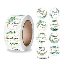 Load image into Gallery viewer, 2x500pcs Xmas Christmas Stickers Roll Label 8 Figure Green Leaf Plant Flower Thank You Gift Bag Sealing