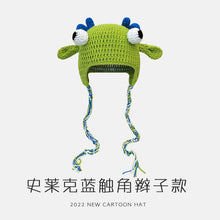 Lade das Bild in den Galerie-Viewer, Warm Winter Knit Beanie Hats Green Monster Shrek Cartoon Cute Headgear Wool Unisex
