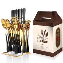Lade das Bild in den Galerie-Viewer, 304 Stainless Steel Flatware Sets 24-Piece Suit Western Food Four Main Pieces Tableware Stand Gift Box Multi-Color