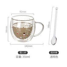 Lade das Bild in den Galerie-Viewer, Xmax Christmas Cup Gift Mingshangde Double-Layer Glass Cute Good-looking Milk Coffee