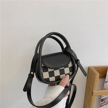 Lade das Bild in den Galerie-Viewer, Women Ladies Handbag Ins Mini Chessboard Grid Houndstooth Lipstick Headset Portable Crossbody