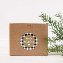 Load image into Gallery viewer, 2x500pcs Xmas Christmas Stickers Roll Label Black and White Plaid Merry Gift