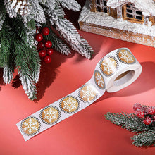 Lade das Bild in den Galerie-Viewer, 2x500pcs Christmas Xmas 4 Pattern Golden Striped Snowflake Christmas Sticker Gift Label tape