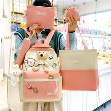 Lade das Bild in den Galerie-Viewer, Cute Bear Doll Junior High School Student Campus Backpack Canvas Student Backpack
