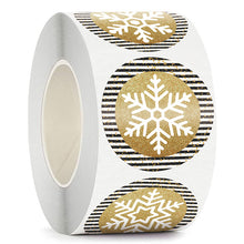 Lade das Bild in den Galerie-Viewer, 2x500pcs Christmas Xmas 4 Pattern Golden Striped Snowflake Christmas Sticker Gift Label tape