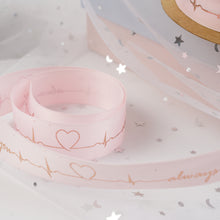 Load image into Gallery viewer, 2 Rolls Christmas Packing Materials 14 Colors 2.5cm*45M Thread Ribbon Heartbeat ECG Flowers Gift Ribbon