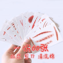 Lade das Bild in den Galerie-Viewer, 2x Halloween Xmas Christmas Gifts Decoration Tattoo Sticker Simulation Horror Bleeding Fake Wound
