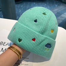 Load image into Gallery viewer, Warm Winter Knit Beanie Hats Rainbow Color Love Embroidered Wool Women Cycling Unisex