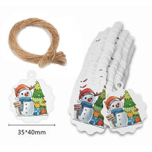 Lade das Bild in den Galerie-Viewer, 2x100pcs Kraft Paper Snowflake Shape Merry Christmas Cards Paper Tags with Hemp Rope tape