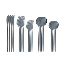 Lade das Bild in den Galerie-Viewer, 304 Stainless Steel Flatware Sets 20PCs Bright Golden Knife Fork Dessert Spoon and Fork Set