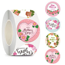 Load image into Gallery viewer, 2x500pcs Christmas Xmas HAPPY MOTHER'S Day Mother's Day Stickers Fresh Pink Floral Label tape