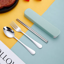 Lade das Bild in den Galerie-Viewer, 304 Stainless Steel Flatware Sets Outdoor Portable Travel Spoon Fork Three-Piece Set Including Chopsticks