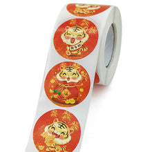 Load image into Gallery viewer, 2x500pcs Christmas Xmas New Year Tiger Fu Character Candy Gift Decorative Sticker Label tape