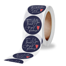 Load image into Gallery viewer, 2x500pcs Xmas Christmas Stickers Roll Label White Dark Blue Thank You Your Purchase Love Heart