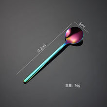 Load image into Gallery viewer, 304 Stainless Steel Flatware Sets Small round Spoon Dessert Coffee Spoon Fruit Fork Mirror Polished Titanium Plated PVD