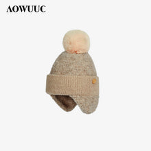 Lade das Bild in den Galerie-Viewer, Warm Winter Knit Beanie Hats Women Autumn Adult Hair Ball Tapered Ear Protection Solid Color Woolen Unisex