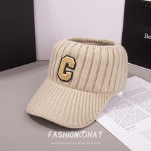 Lade das Bild in den Galerie-Viewer, Warm Winter Knit Beanie Hats Tik Tok Live Stream Internet Celebrity Same Embroidery Big C Topless Hat Unisex