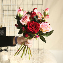 Lade das Bild in den Galerie-Viewer, 3PCs Flannel Rose Flower Artificial Fake Flower Plants Home Decoration Wedding Bouquet