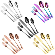 Load image into Gallery viewer, 304 Stainless Steel Flatware Sets Five Components 40PCs Western Dessert Steak Knife and Fork Spoon Multi-Color Optional