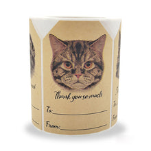 Load image into Gallery viewer, 3x250pcs Xmas Christmas Stickers Roll Label Kraft Paper Cute Cat Thank You Gifts