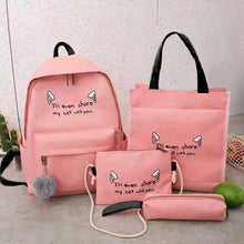Lade das Bild in den Galerie-Viewer, Backpack Fashion Trend Four-Piece Set Contrast Color Cat Ears Student Schoolbag