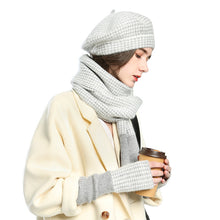 Lade das Bild in den Galerie-Viewer, Warm Winter Knit Beanie Hats European and American Women's Plaid Scarf Gloves Unisex