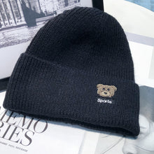 Load image into Gallery viewer, Warm Winter Knit Beanie Hats Autumn and Winter Bear Embroidery Wool Women Street Warm Ear Protection Male Unisex