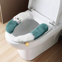 Load image into Gallery viewer, 3pcs Toilet Seat Cover Pads Happy Day Autumn and Winter Plush Household Waterproof Washable Paste Ring