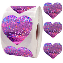 Load image into Gallery viewer, 2x500pcs Christmas Xmas Love Valentine's Day Valentine's Day Purple Laser Sticker tape