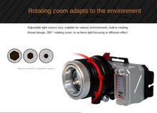 Load image into Gallery viewer, Head Light 20W 5V Charging Rotating Zoom Night Fishing Light Waterproof LED
