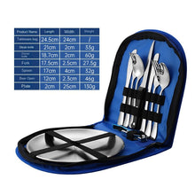 Lade das Bild in den Galerie-Viewer, 304 Stainless Steel Flatware Sets Double Portable Outdoor Picnic Bag Tableware