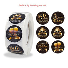 Load image into Gallery viewer, 2x500pcs Xmas Christmas Stickers Roll Label Black Happy Birthday Gifts Thank You Black