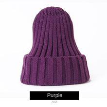Lade das Bild in den Galerie-Viewer, Warm Winter Knit Beanie Hats Thickened Cap Korean Style Fluorescent Wool Solid Color Pullover Unisex