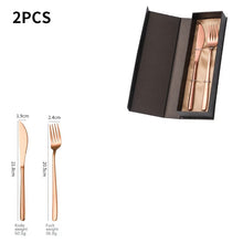 Lade das Bild in den Galerie-Viewer, 304 Stainless Steel Flatware Sets Portable Knife Fork Spoon Chopsticks Gift Box Golden 2Pcs/4PCs
