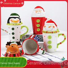 Lade das Bild in den Galerie-Viewer, Xmax Christmas Cup Gift with Lid Ceramic Mark Three-Dimensional Animal Cartoon Creative Gift