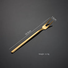 Load image into Gallery viewer, 304 Stainless Steel Flatware Sets Small round Spoon Dessert Coffee Spoon Fruit Fork Mirror Polished Titanium Plated PVD