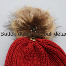 Lade das Bild in den Galerie-Viewer, Warm Winter Knit Beanie Hats Autumn Wool Solid Color Fur Ball European and American Thickened Unisex