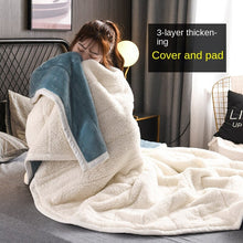Lade das Bild in den Galerie-Viewer, Three-Layer Blanket Duvet Thickened Thermal Coral Fleece Blanket Flannel Blanket Lambswool Bed Sheet