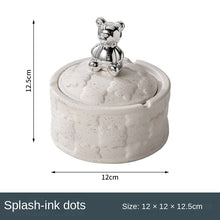 Load image into Gallery viewer, Ashtray Embossed Ceramic Household Living Room Lid Prevent Fly Ash Silver Ashtray