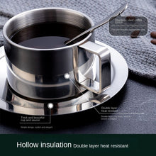 Lade das Bild in den Galerie-Viewer, 304 Stainless Steel Coffee Cup Set Coffee Cup, Dish and Spoon Double Layer