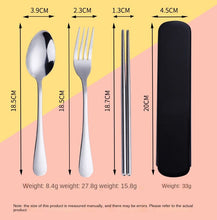 Lade das Bild in den Galerie-Viewer, 304 Stainless Steel Flatware Sets Outdoor Portable Travel Spoon Fork Three-Piece Set Including Chopsticks