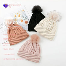 Lade das Bild in den Galerie-Viewer, Warm Winter Knit Beanie Hats Foreign Trade European and American Solid Color Twisted Hat for Women Unisex