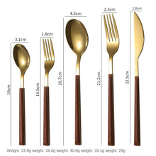 Lade das Bild in den Galerie-Viewer, 304 Stainless Steel Flatware Sets 5PCs Marble Wooden Handle Square Handle Western Food/Steak Knife Fork Spoon